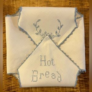 Vintage linen bread basket liner